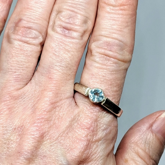 Handcrafted Blue Topaz Sterling Silver Ring - Picture 3 of 8